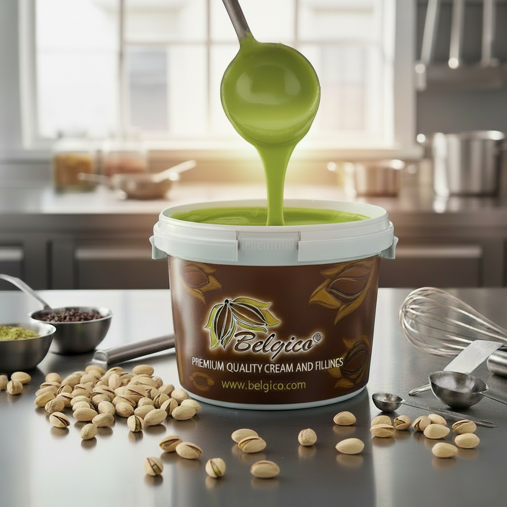 Belgico 8.8 lb(4kg) Pistachio Cream Bulk Bucket–Premium Pistachio butter Tub,Big Pistacho Paste and Spread for Dubai Chocolate