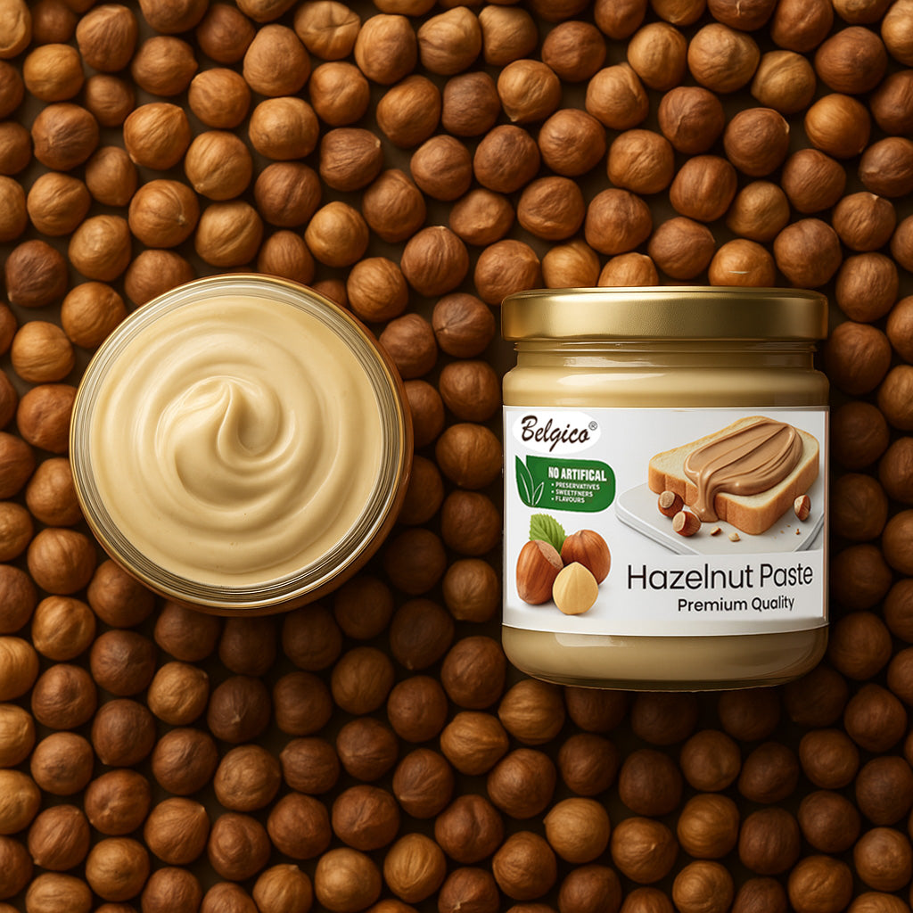 Hazelnut Paste – Smooth Hazelnut Spread for Toast, Desserts & Baking | No Artificial Flavors or Colors | Belgico Jar 7oz