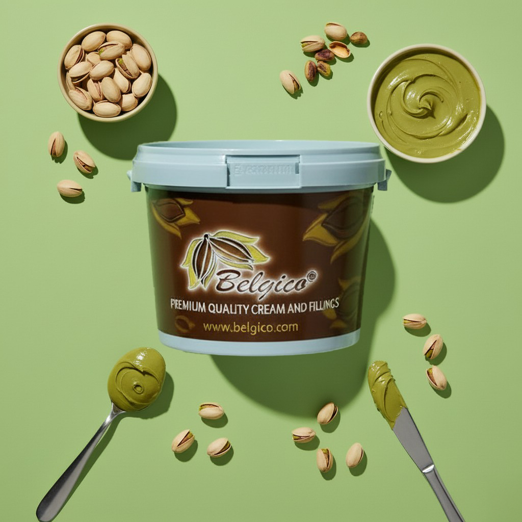 Belgico 8.8 lb(4kg) Pistachio Cream Bulk Bucket–Premium Pistachio butter Tub,Big Pistacho Paste and Spread for Dubai Chocolate