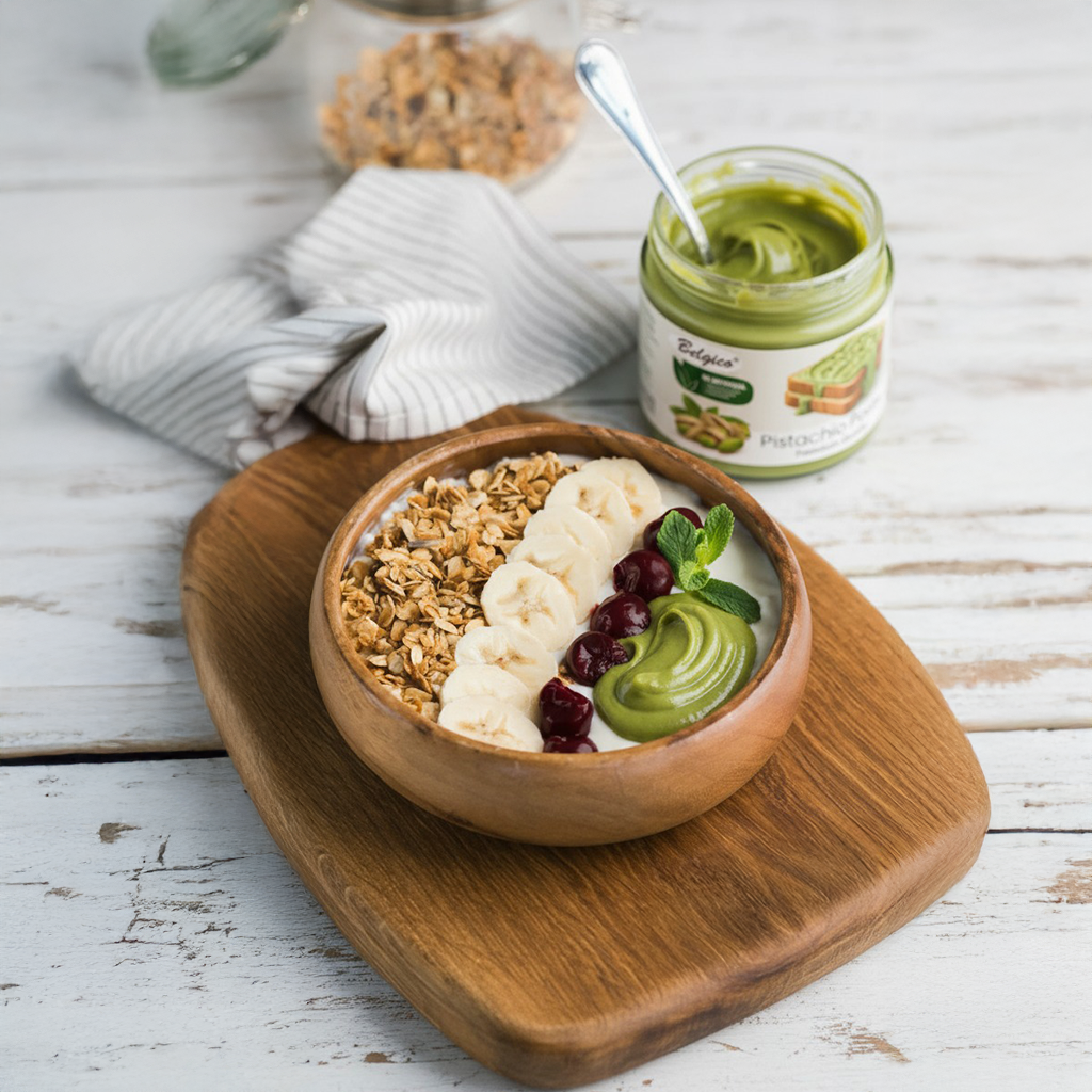 Pistachio Paste – Premium Green Pistachio Spread for Toast, Desserts & Baking – No Artificial Flavors, Colors, Sweeteners, Gluten-Free | Belgico Jar 7oz