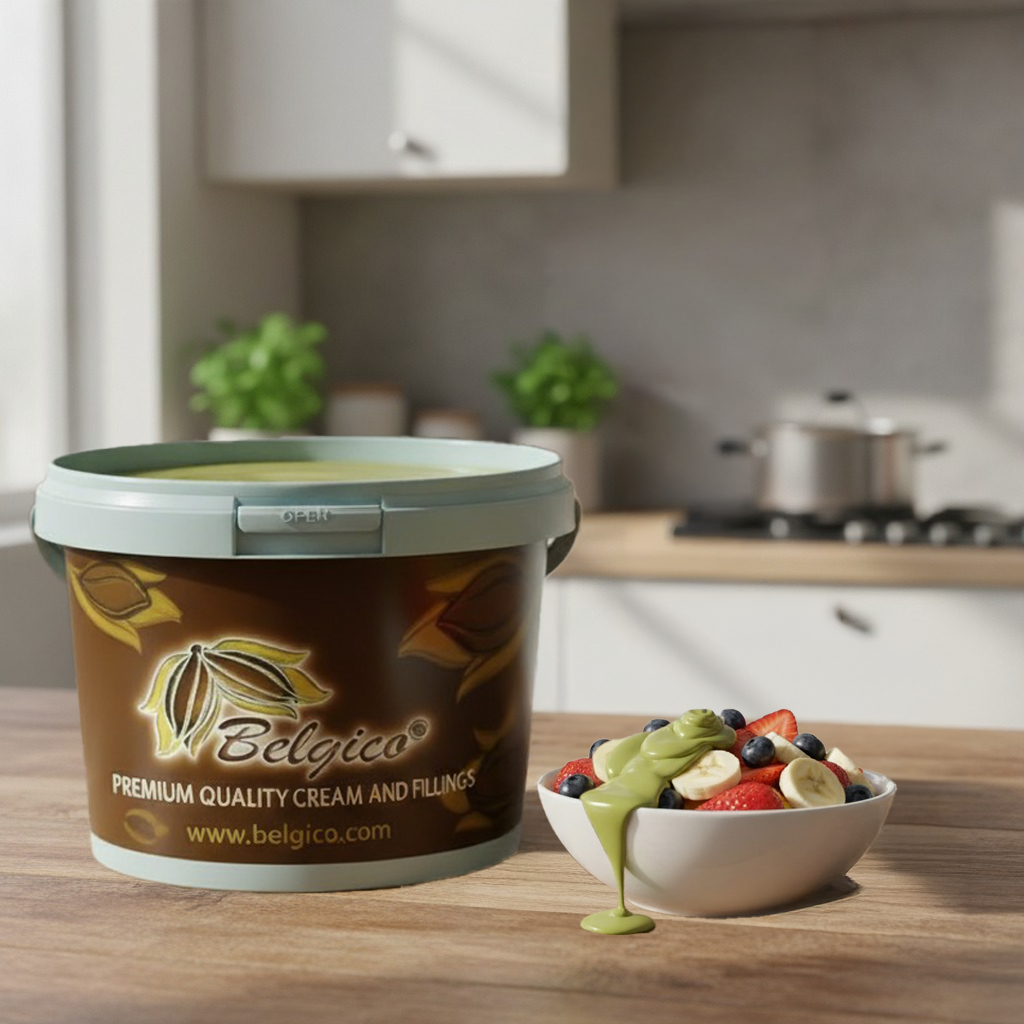 Belgico 8.8 lb(4kg) Pistachio Cream Bulk Bucket–Premium Pistachio butter Tub,Big Pistacho Paste and Spread for Dubai Chocolate