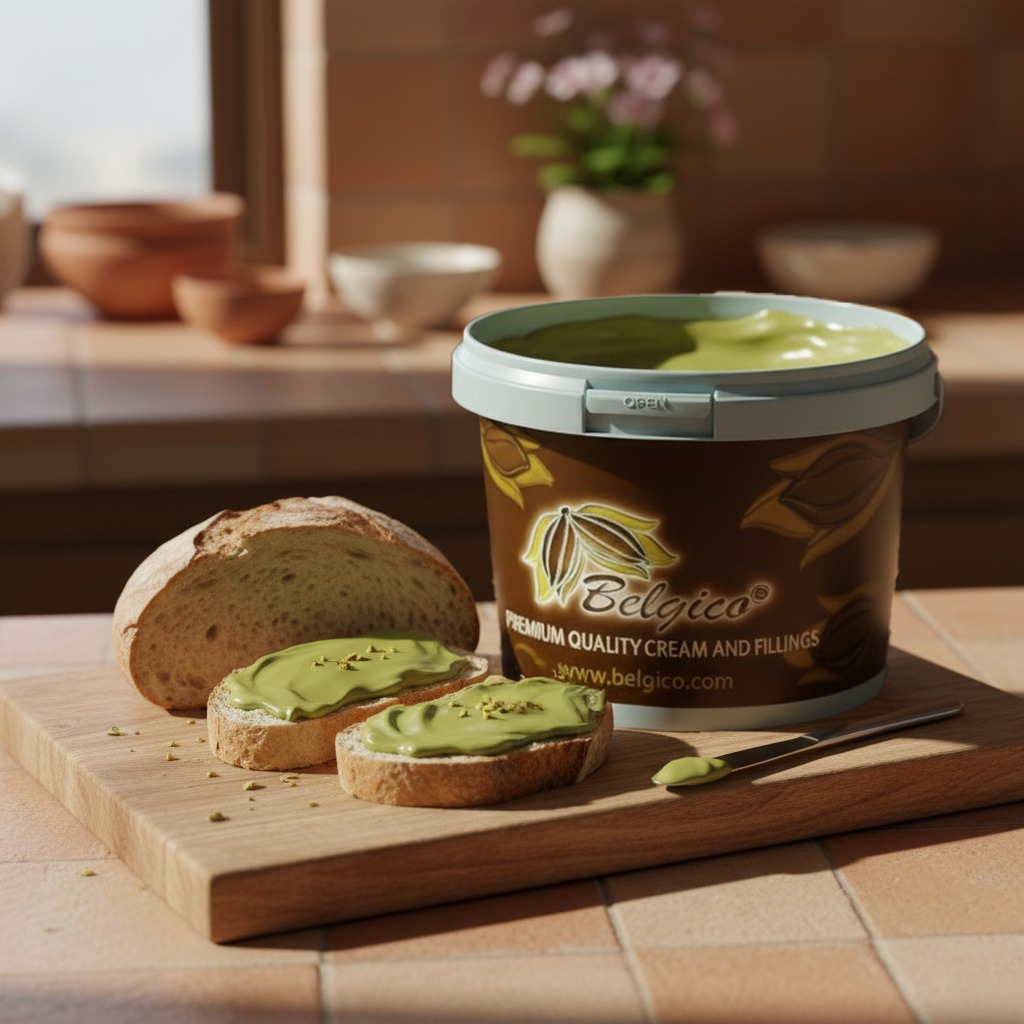 Belgico 8.8 lb(4kg) Pistachio Cream Bulk Bucket–Premium Pistachio butter Tub,Big Pistacho Paste and Spread for Dubai Chocolate