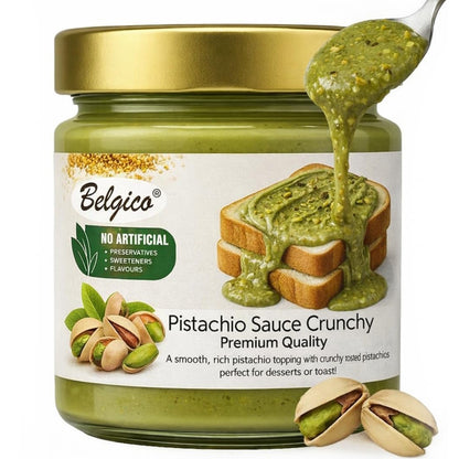 Belgico Crunchy Pistachio Sauce 30% Pistachio with Toasted Pistachio Pieces 7oz (200g)