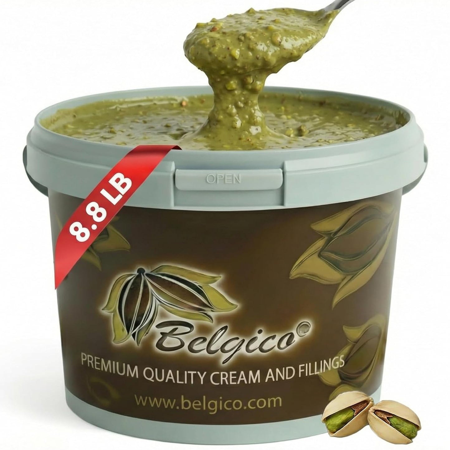Belgico Pistachio Crunch Sauce 8.8lb (4kg) Bulk Bucket