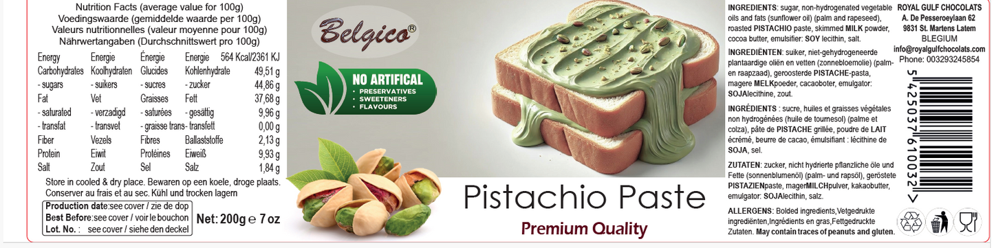 Belgico Pistachio Paste – Premium Pistachio Cream Jar 7oz