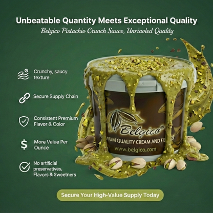 Belgico Pistachio Crunch Sauce 8.8lb (4kg) – Crunchy Dubai Chocolate Filling with Roasted Pistachio Pieces