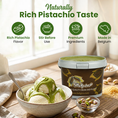 Belgico 8.8 lb(4kg) Pistachio Cream Bulk Bucket