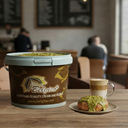 Belgico Pistachio Crunch Sauce 8.8lb (4kg) – Crunchy Dubai Chocolate Filling with Roasted Pistachio Pieces