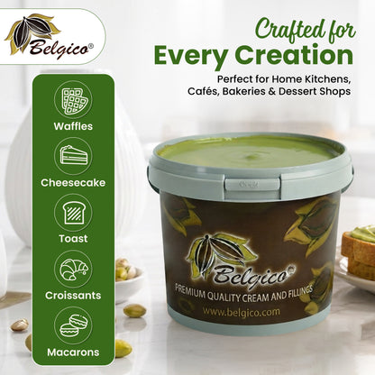 Belgico 8.8 lb(4kg) Pistachio Cream Bulk Bucket