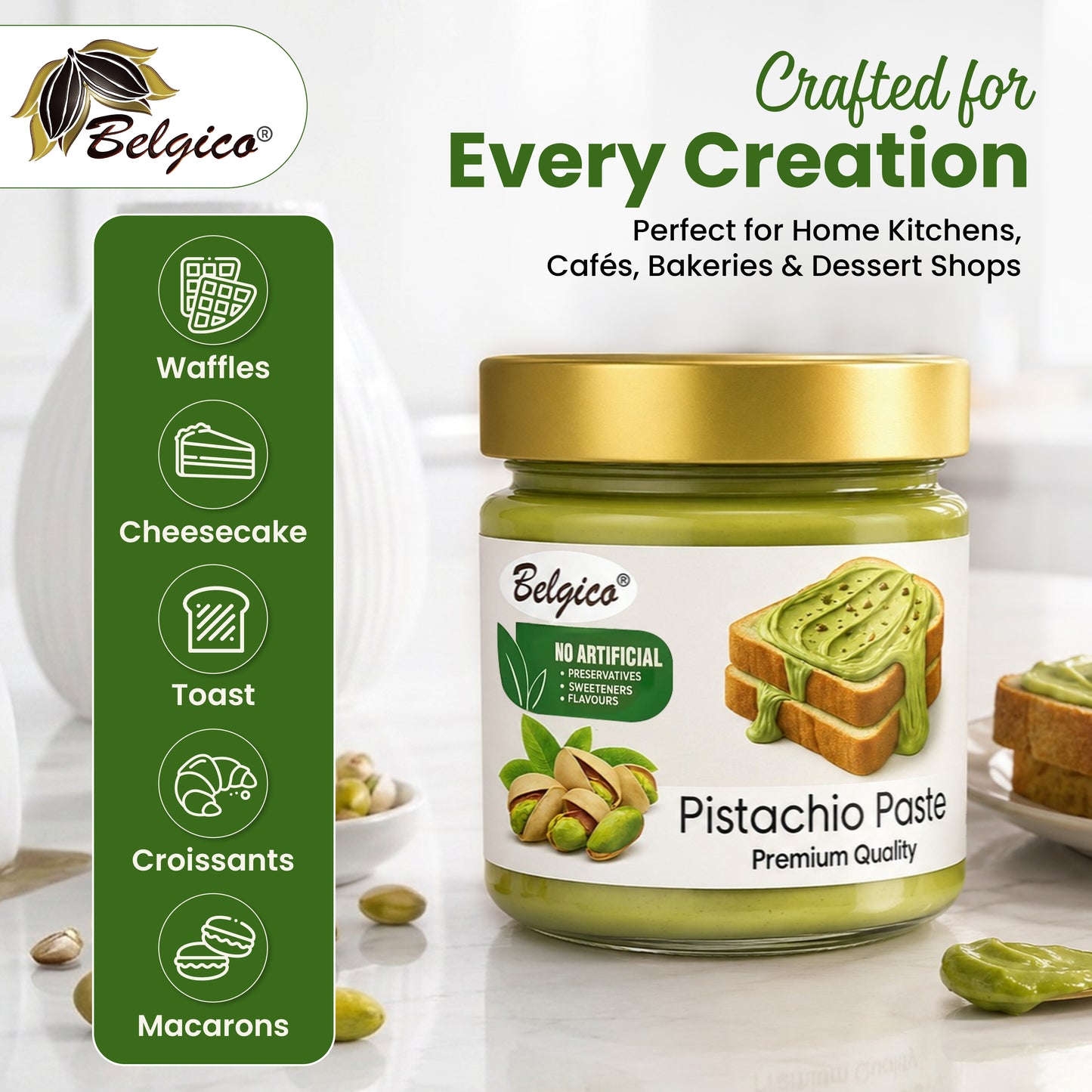 Belgico Pistachio Paste – Premium Pistachio Cream Jar 7oz