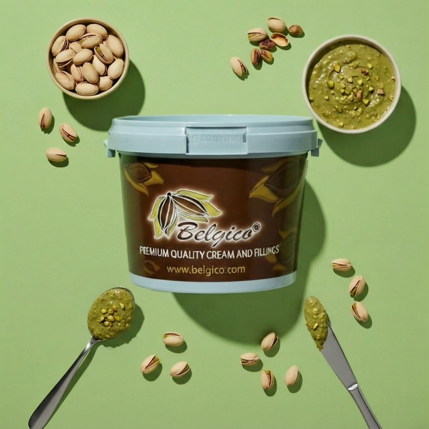 Belgico Pistachio Crunch Sauce 8.8lb (4kg) – Crunchy Dubai Chocolate Filling with Roasted Pistachio Pieces