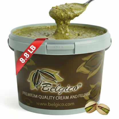 Belgico Pistachio Crunch Sauce 8.8lb (4kg) – Crunchy Dubai Chocolate Filling with Roasted Pistachio Pieces