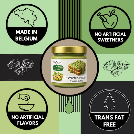 Pistachio Paste – Premium Green Pistachio Spread for Toast, Desserts & Baking – No Artificial Flavors, Colors, Sweeteners, Gluten-Free | Belgico Jar 7oz