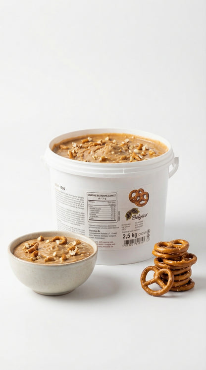Belgico Pretzel Crunch Sauce & Dessert Variegate, 5.5 lb Bulk Bucket