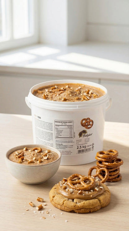 Belgico Pretzel Crunch Sauce & Dessert Variegate, 5.5 lb Bulk Bucket