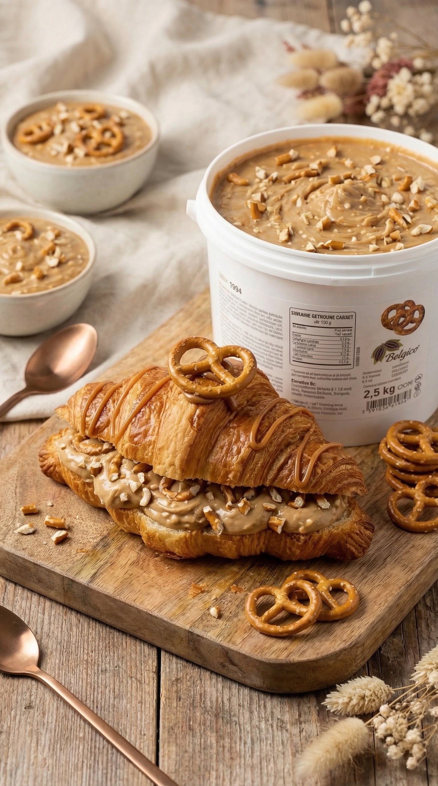 Belgico Pretzel Crunch Sauce & Dessert Variegate, 5.5 lb Bulk Bucket