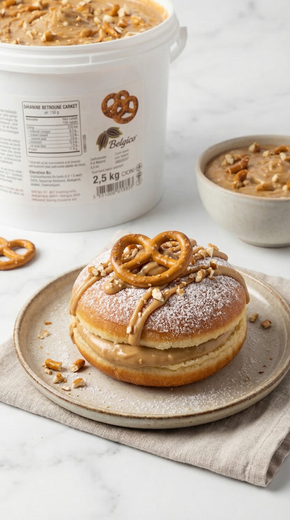 Belgico Pretzel Crunch Sauce & Dessert Variegate, 5.5 lb Bulk Bucket