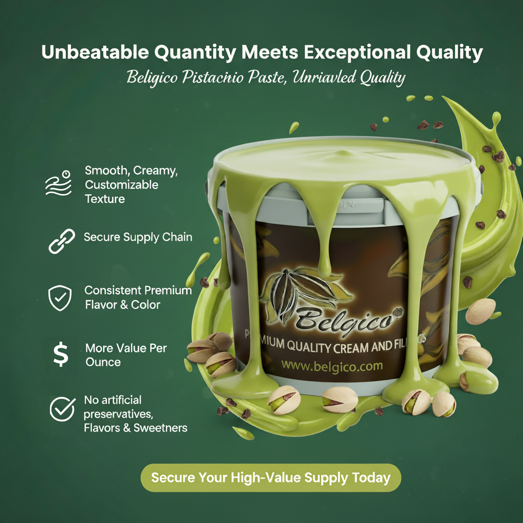 Belgico 8.8 lb(4kg) Pistachio Cream Bulk Bucket