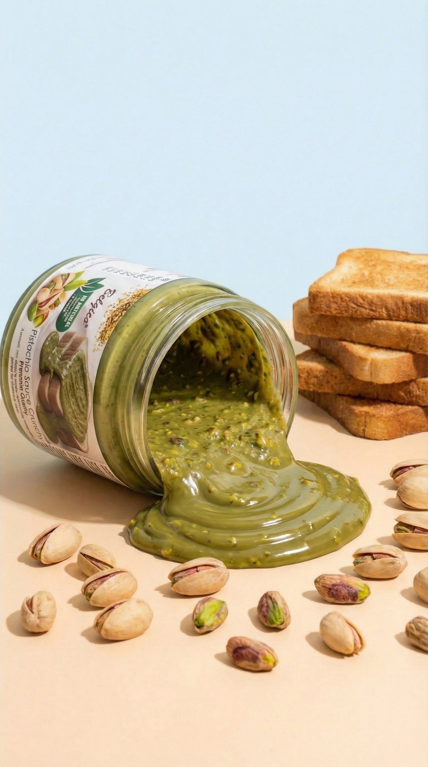 Belgico Crunchy Pistachio Sauce 30% Pistachio with Toasted Pistachio Pieces 7oz (200g)