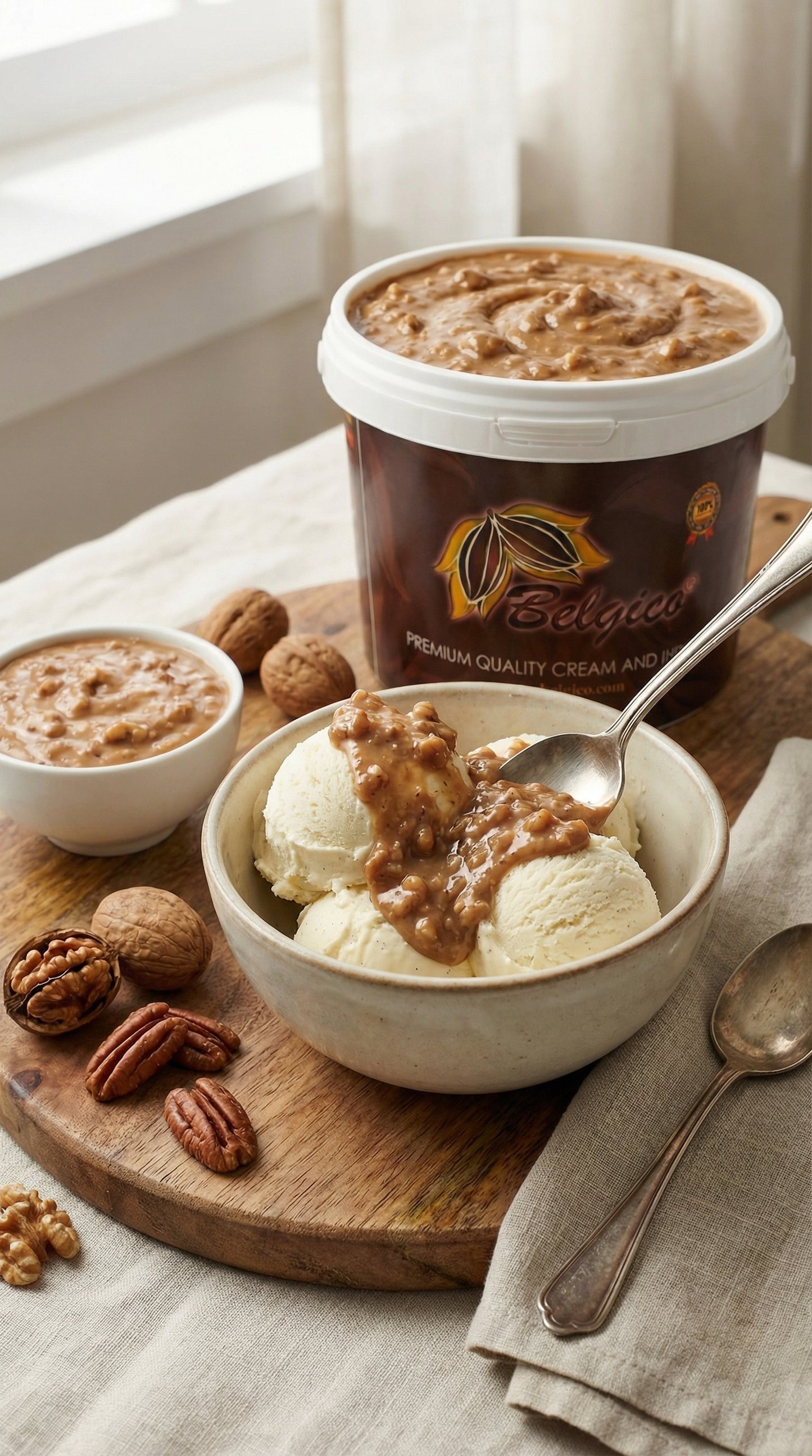 Belgico Pecan Crunch Sauce & Dessert Variegate, 5.5 lb Bulk Bucket