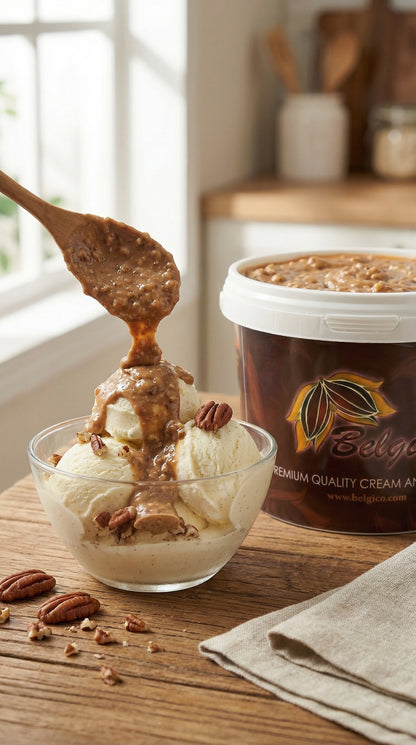 Belgico Pecan Crunch Sauce & Dessert Variegate, 5.5 lb Bulk Bucket