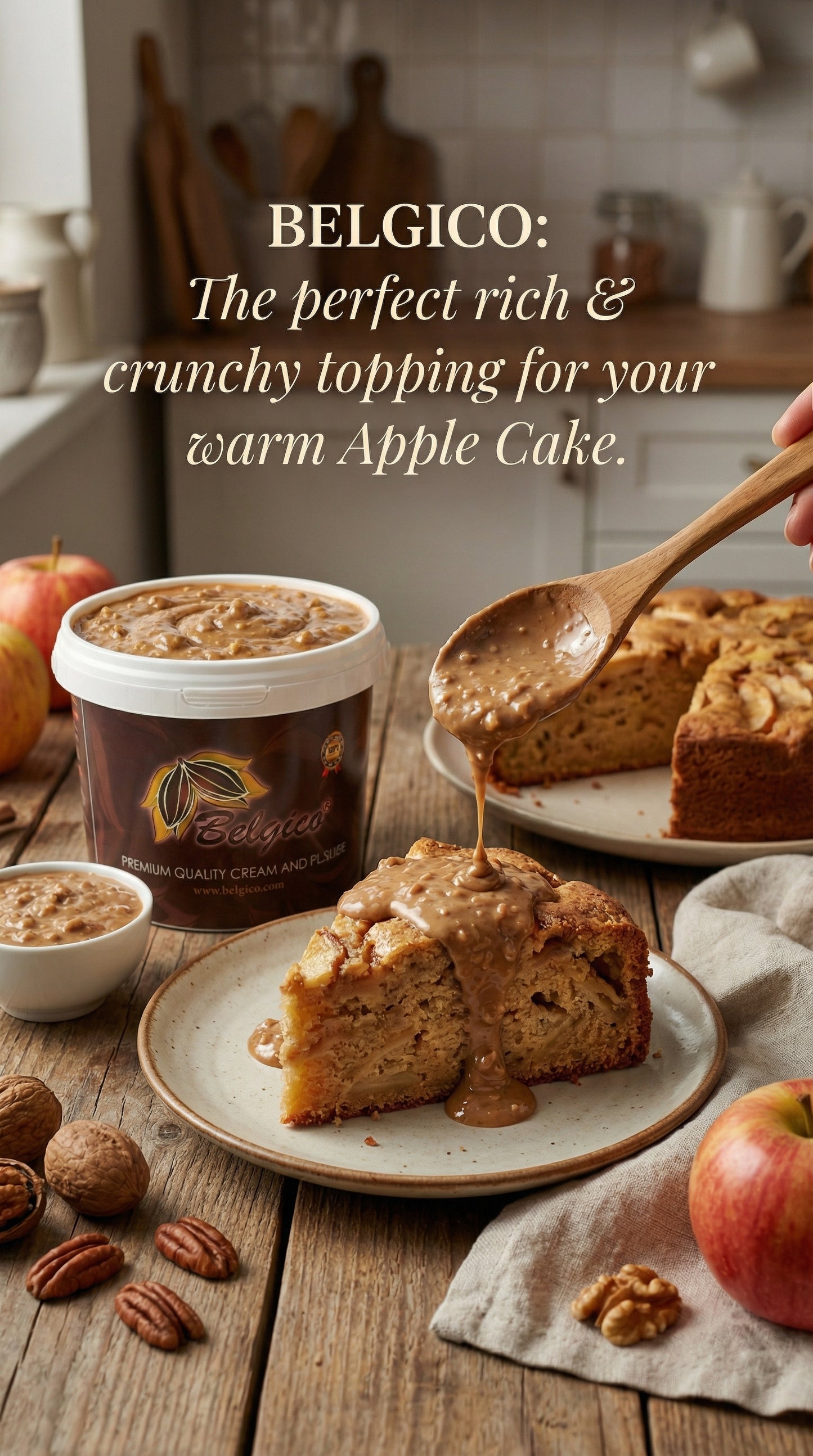 Belgico Pecan Crunch Sauce & Dessert Variegate, 5.5 lb Bulk Bucket