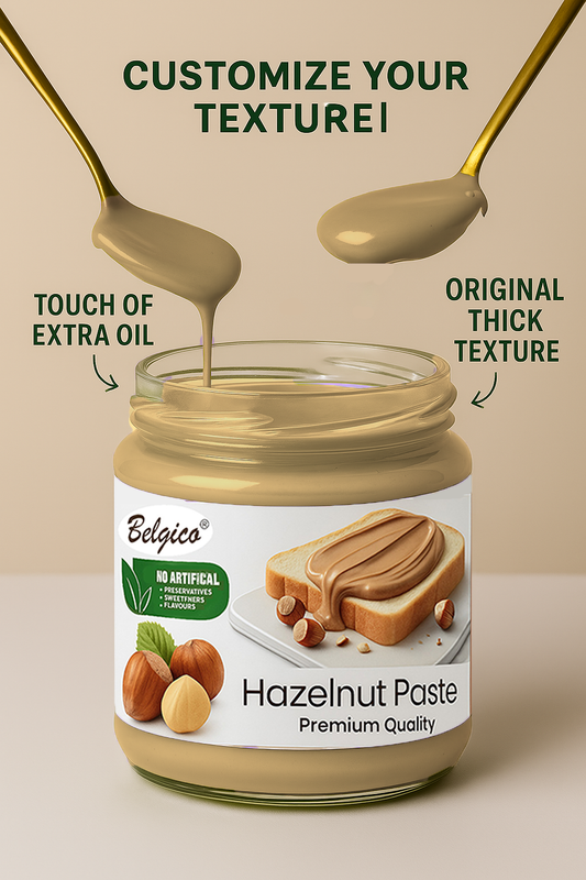 Hazelnut Paste – Smooth Hazelnut Spread for Toast, Desserts & Baking | No Artificial Flavors or Colors | Belgico Jar 7oz